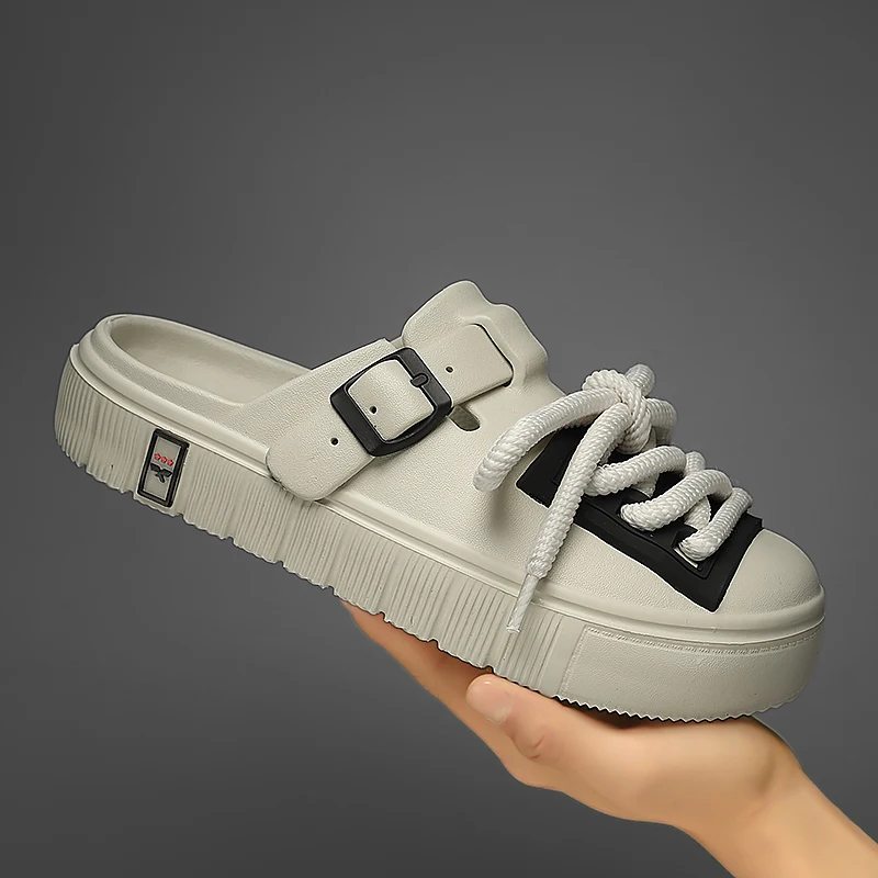 

Весенние мужские тапочки из микрофибры 2024, модные легкие мужские сандалии, удобные пляжные шлепанцы, однотонная обувь