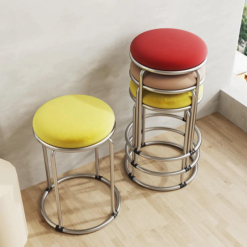 Круглый табурет Бытовой табурет из нержавеющей стали Магазин штабелируемых общественного питания Коммерческий табурет из кованого железа Прочный и долговечный высокий b