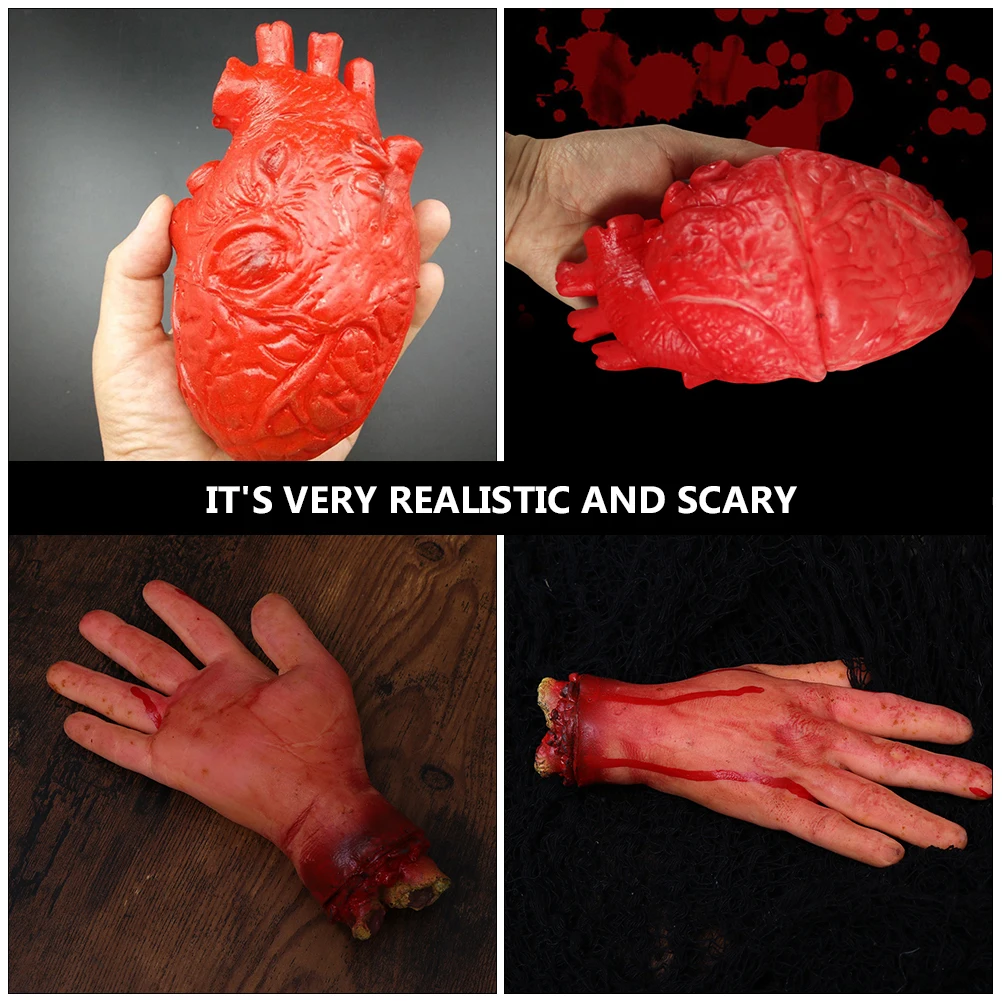 5 Pcs Severed Limbs Props Halloween Body Parts Human Decorations Bloody Prank Vinyl Hands