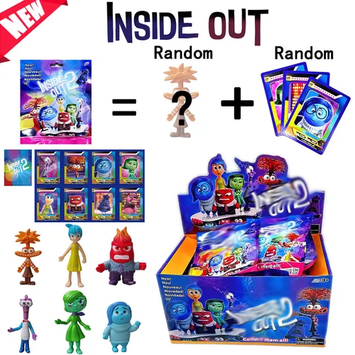 Inside Out 2 피규어 블라인드 박스 미스터리 박스 액션 인형, 귀엽고 슬픈 애니메이션 인형, 화난 수제 인형, 가족 어린이 선물, 7-10cm