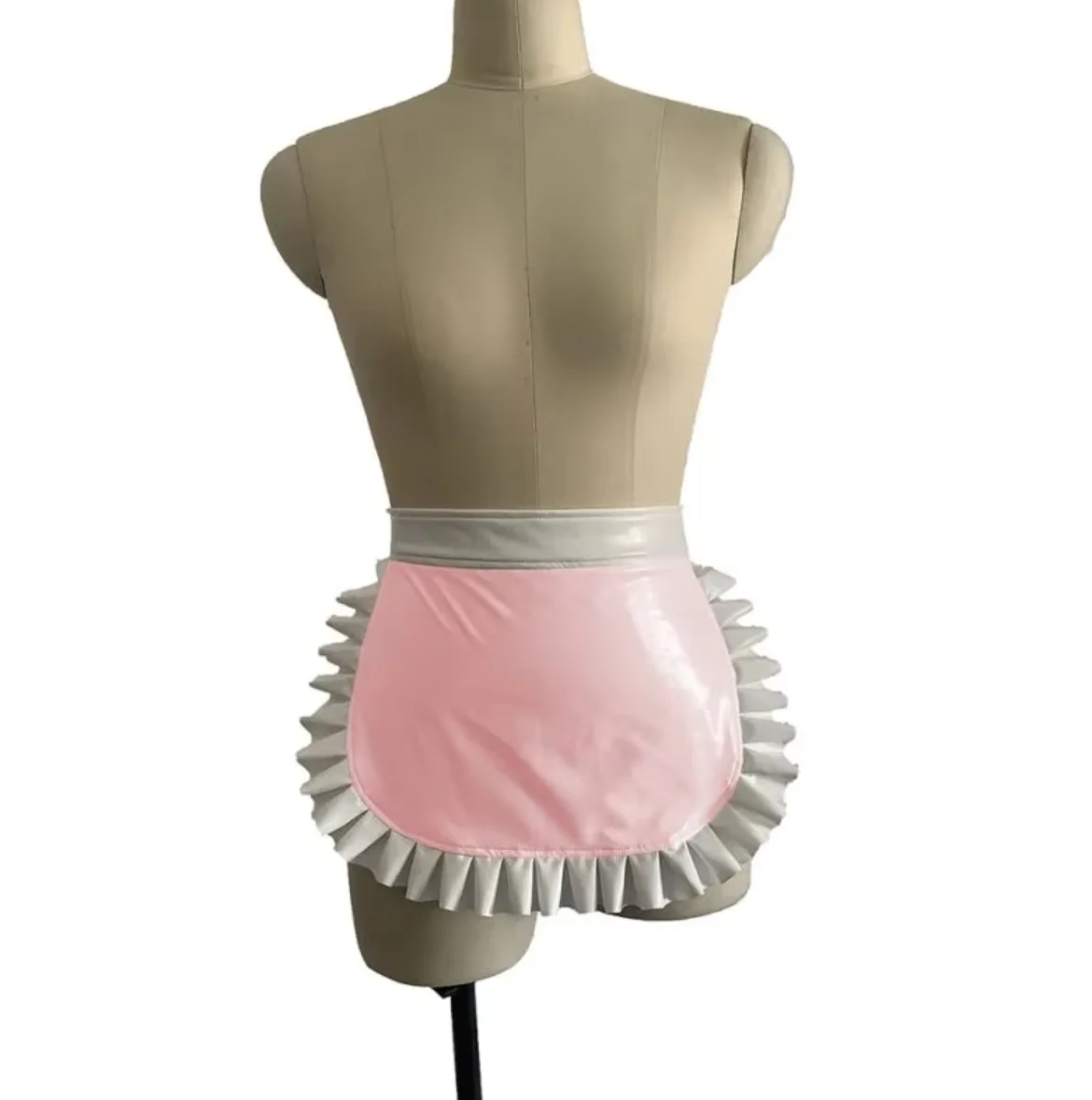 

French Hot Selling Sissy Adult Girl Maid Individual Apron with Pleated Lace PVC Customizable Multi Color