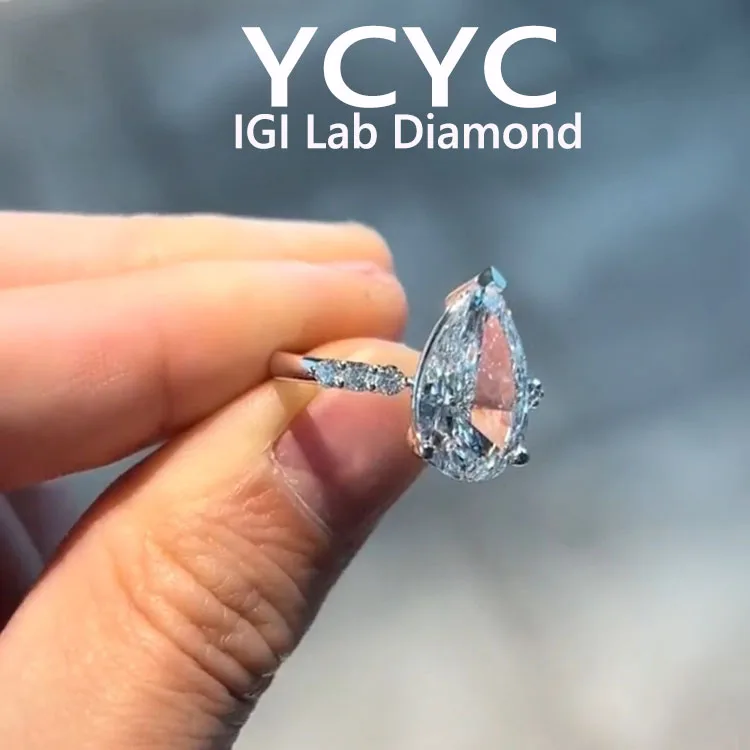 

3 5 Carat Solid 18K White gold Ring IGI Pear cut D VS1 Wedding ring engagement ring Factory Sell