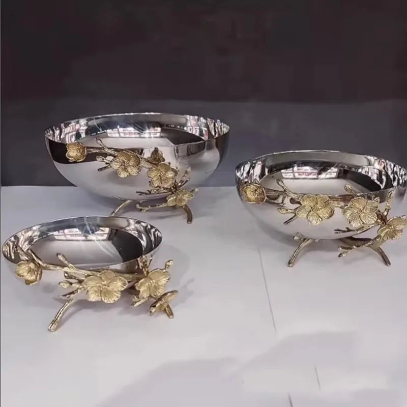 Top Decorative Fruit Salad Meal Bowl Table Top Decorative Kitchenware Catering Use Stainless Steel Bowl