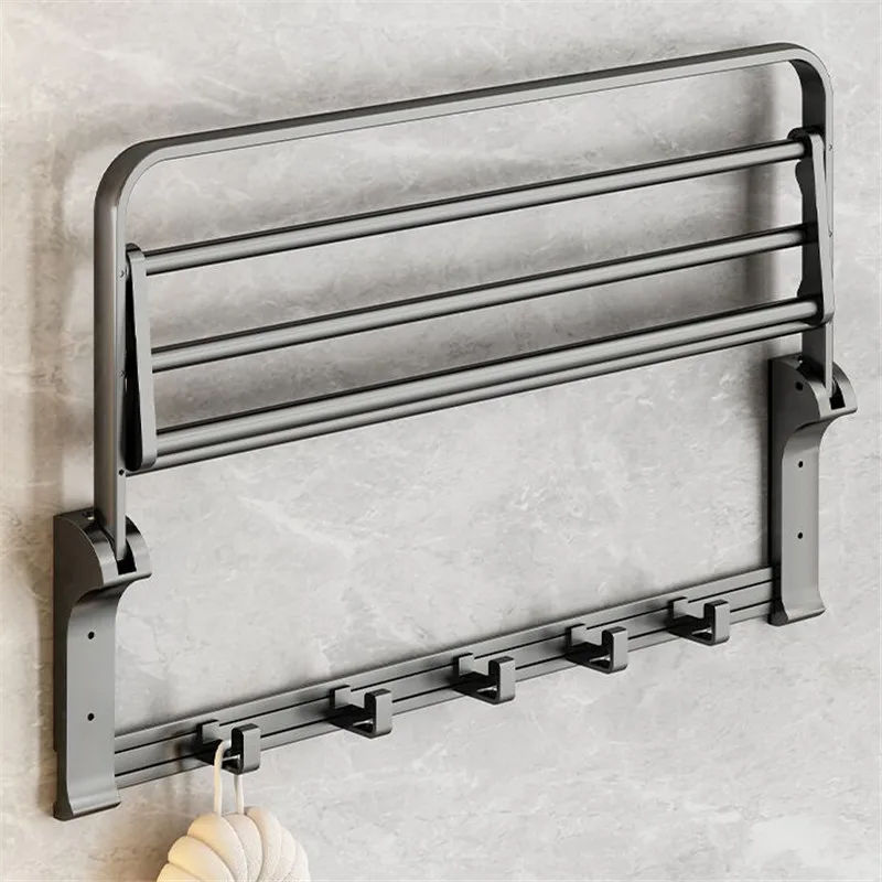 Imagem -05 - Novos Acessórios do Banheiro Conjunto de Alumínio Toalheiro Toalete Escova Titular Caixa Tecido Prateleira Canto Robe Gancho Arma Cinza Banho Ferragem