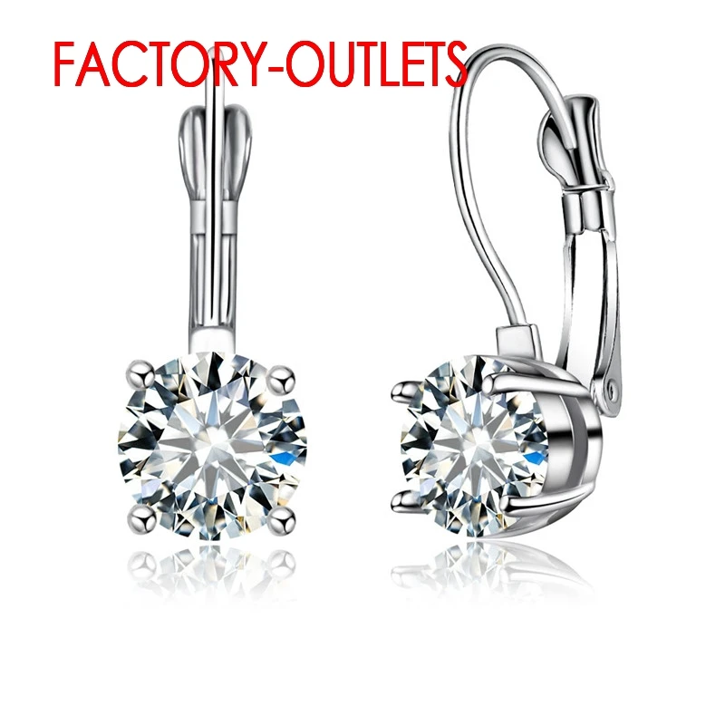 Big Discount Genuine 925 Sterling Silver Fashion Jewelry Shining CZ Crystal Cubic Zirconia Silver Clip Dangle Earrings for Women