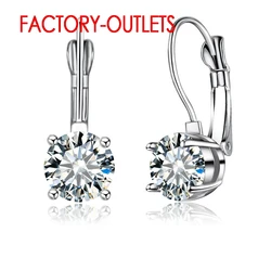 Big Discount Genuine 925 Sterling Silver Fashion Jewelry Shining CZ Crystal Cubic Zirconia Silver Clip Dangle Earrings for Women