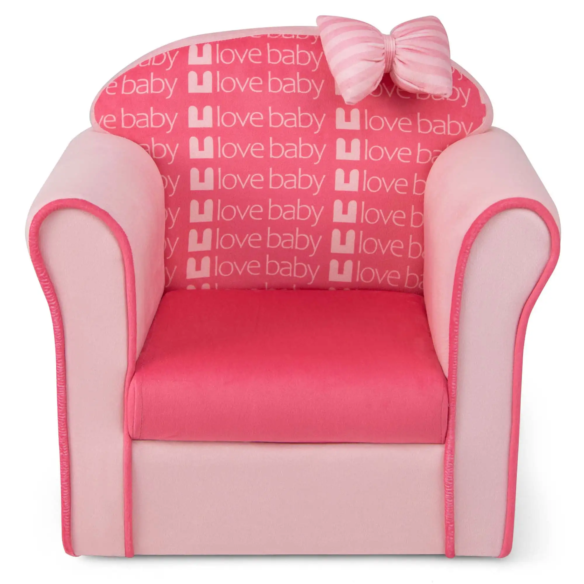 

Kids Cute Pink Bow Sofa Children Couch Toddler Upholstered Armchair Solid Wood