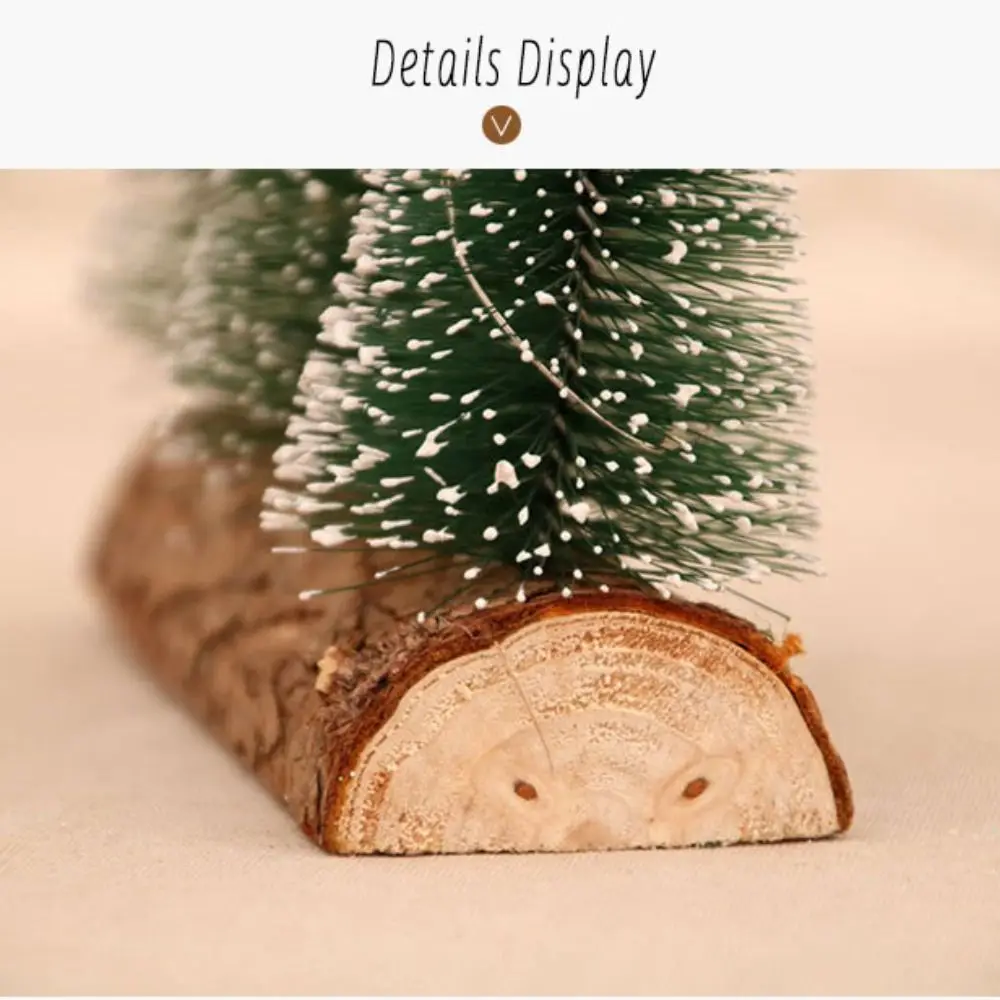 Mini Christmas Tree Ornament With Light Handmade Snow Pine Tree Artificial Lifelike Micro Landscape Model New Year