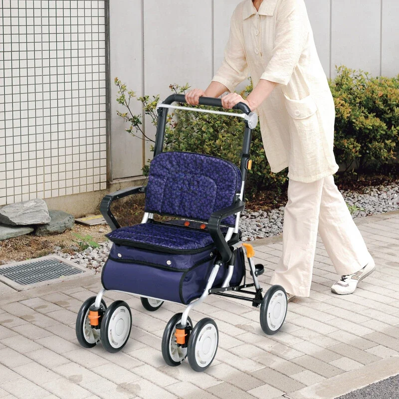 Elderly comfortable shopping cart shopping hand push walking help anti-wrestling foldable