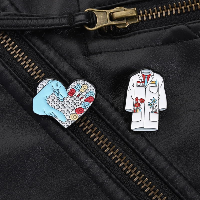 Lab Aesthetic Pin Scientific Romance Style Lab Coat Flower Test Tube Design For Science Lovers Backpack Gift