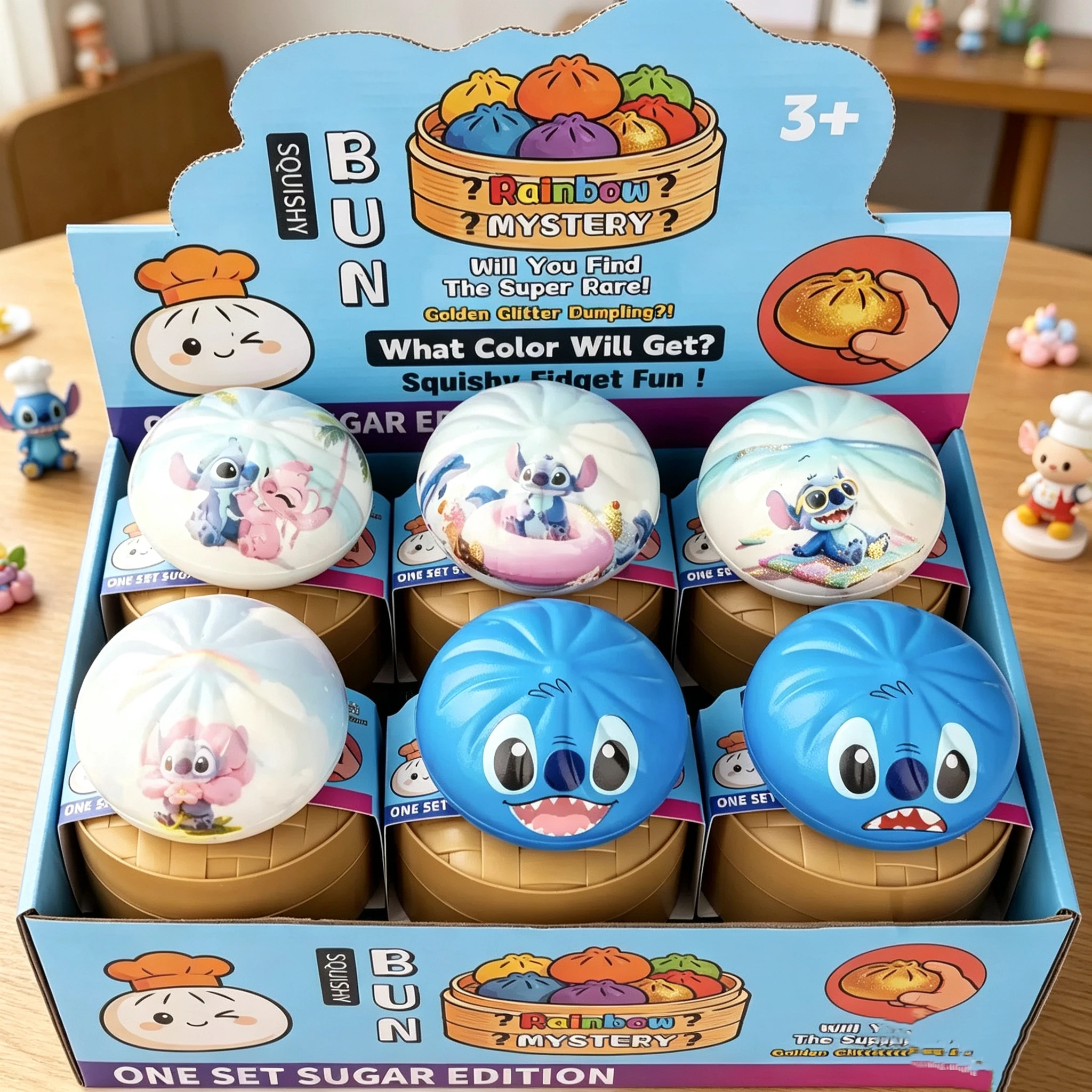 Juguete de descompresión PU Stitch Zai Expression Vent Pinch Music de rebote lento, caja ciega con bolsa pequeña de dibujos animados