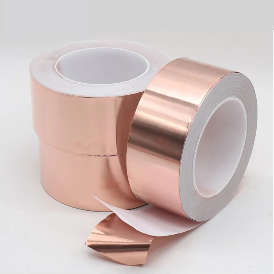 

Single Sided Conductive Copper Foil Tape Mask Electromagnetic Shield Eliminate EMIAnti-static Repair Adhesive Tape