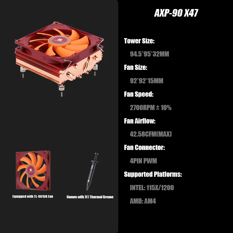 Thermalright AXP-90 X47/AXP-90 X47 BLACK/AXP-90 X47 FULL CPU Air Cooler HTCP/Low Profile CPU Cooler Premium Pure Copper Fins