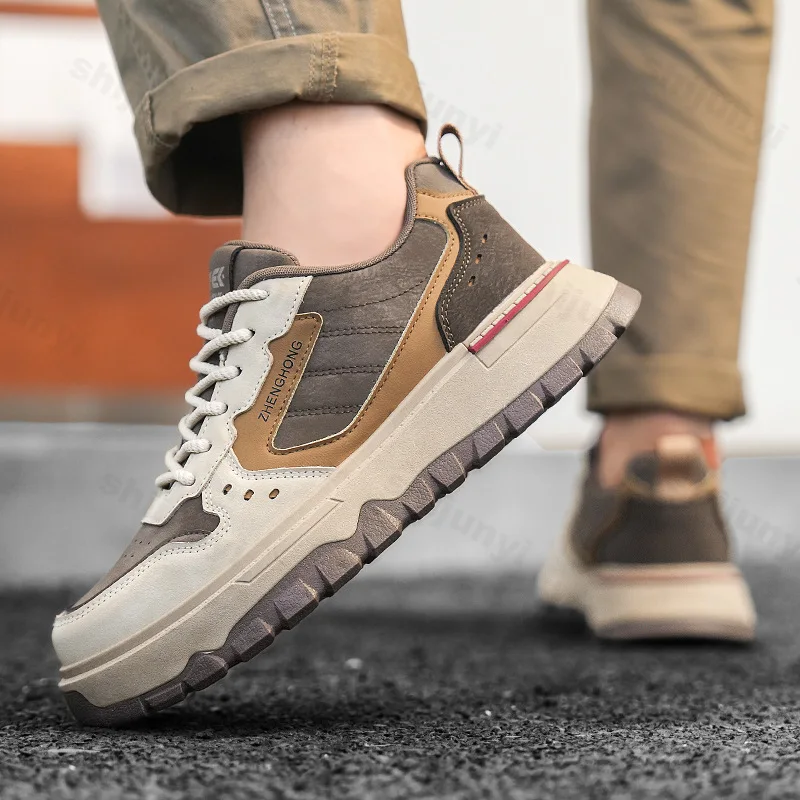 أحذية رياضية كلاسيكية للرجال ربيع الخريف ارتفاع جديد زيادة أحذية مجلس مريحة في الهواء الطلق عدم الانزلاق الدانتيل يصل حذاء كاجوال #4