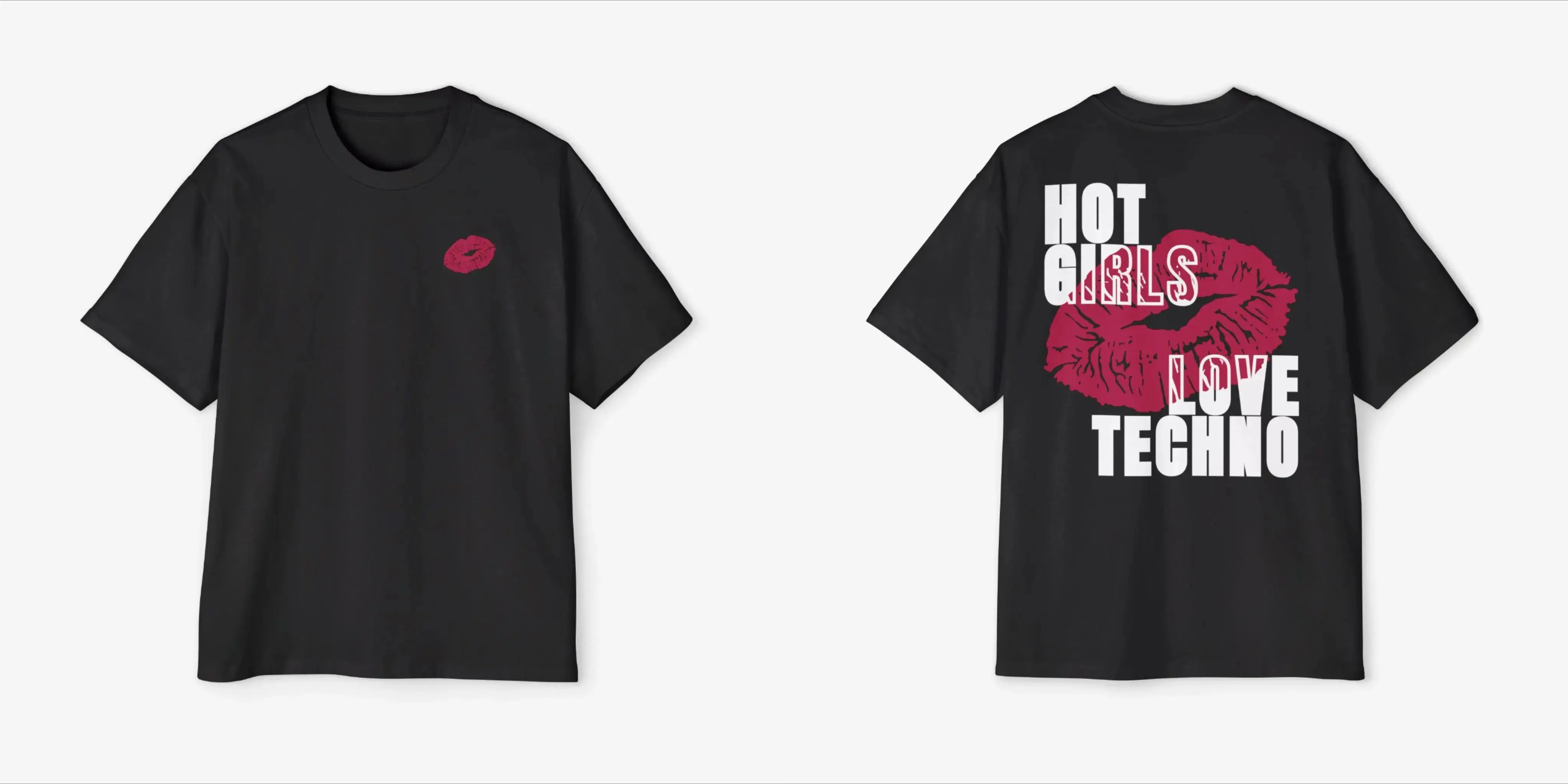 Rave Music Apparel Tee Hot Girls Love Techno T-Shirt Y2k Print Graphic Casual Loose Y2k T Shirt Hip Pop Tops All-Season Unisex