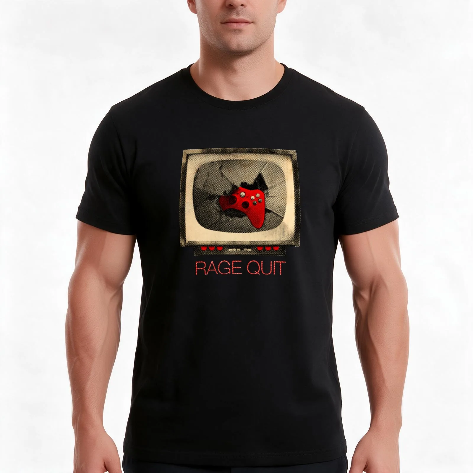 RAGE QUIT T-Shirt Summer Casual Cotton Tee Oversized Streetwear Tops Vintage Graphic Print Loose Fit Short Sleeve