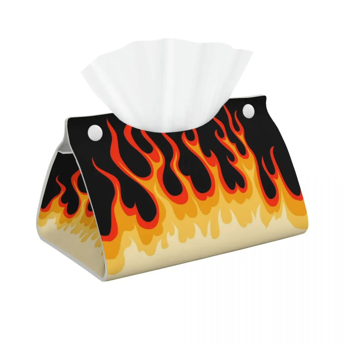 Custom Red Classic Racing Flames Tissue Box Cover Rectangular PU Leather Hot Fire Facial Tissues Holder for Car