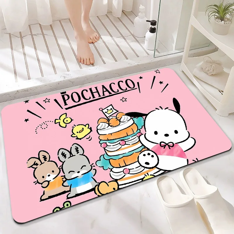 Sanrio Pacha Cartoon Pattern Diatom Bath Mat Home Decor Super Absorbent Bathroom Rugs Non Slip Doormat For Washable Housewears