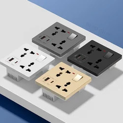 Universal 6-pin Wall Socket panel,UK Electrical Outlet with DC 5V 3A Type-c USB Charger,Mobile phone charging Type C Wall Socket