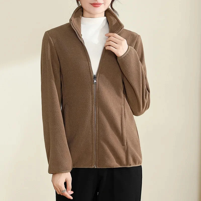 

Polar Fleece Coat Women's Autumn Winter New Loose Cashmere Warm Cardigan Short Outerwear Joker Fleece Jacket Ladies Fashion Tops