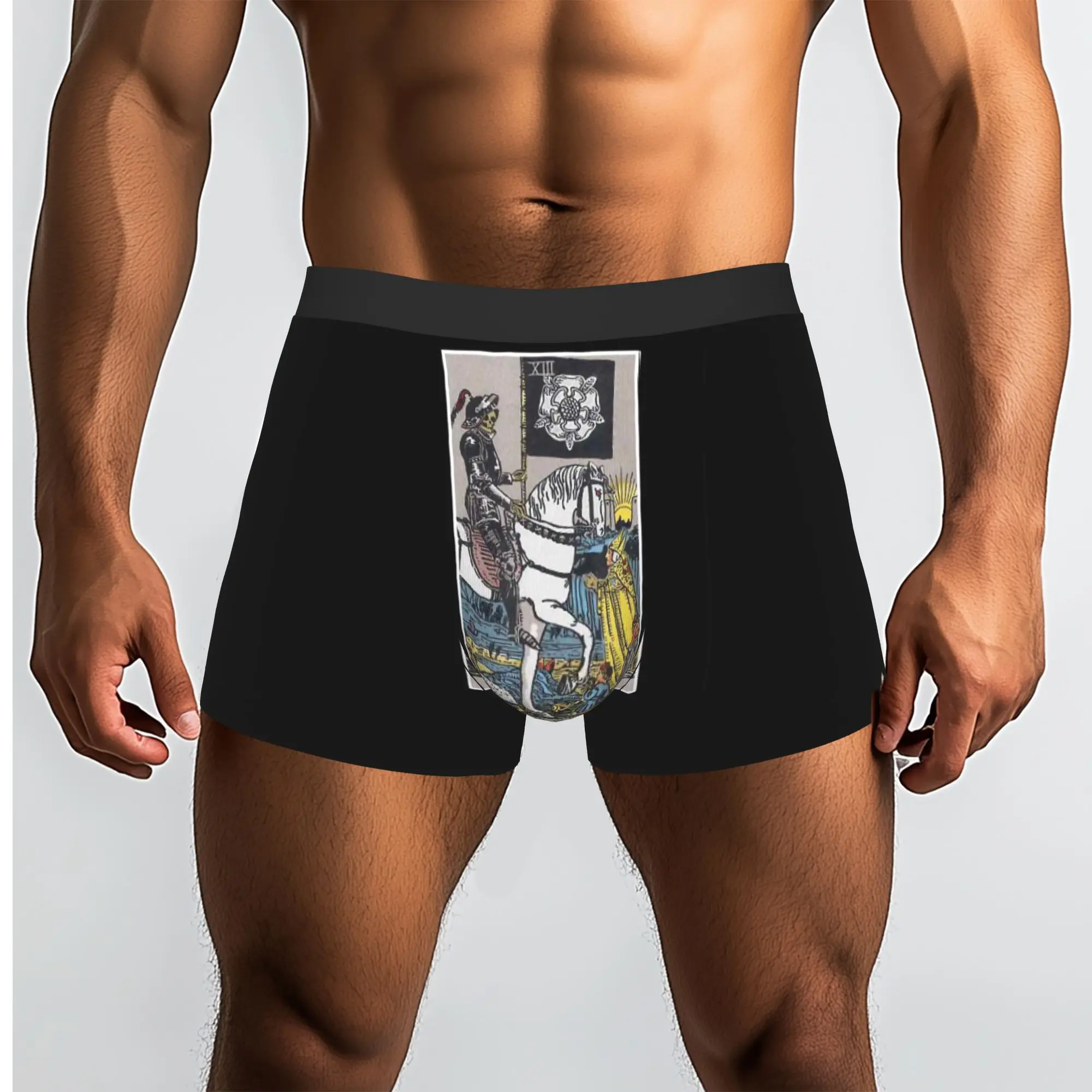 Customized Funny Tarot Card Death Tapestry Skull Soldier Boxers Shorts Panties Men's Underpants Stretch Occult Briefs Underwear