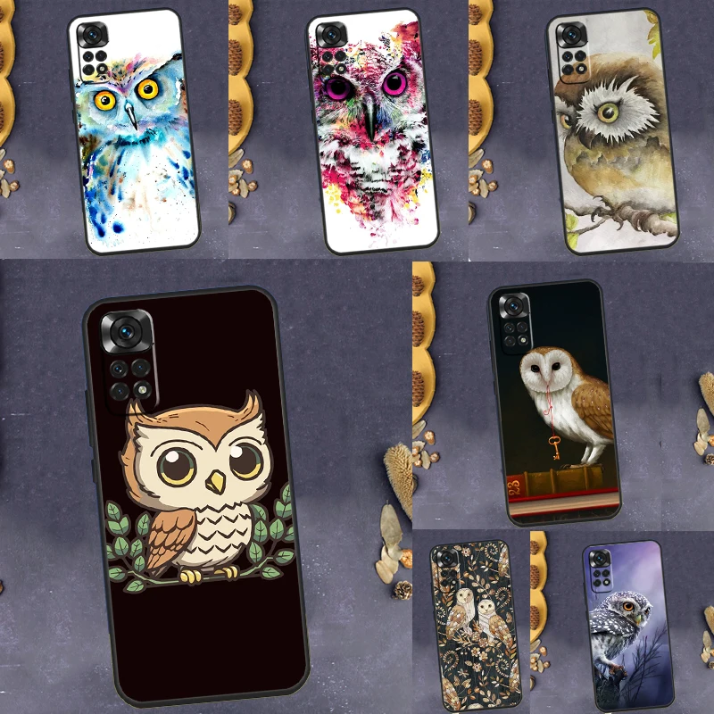 Cartoon Owl Case For Xiaomi Redmi Note 12 8 9 10 11 Pro Note 12S 11S 10S 9S 9A 9C 9T 10A 10C 12C Cover