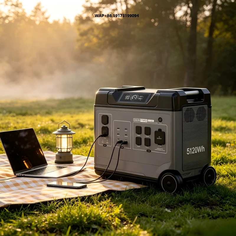 Outdoor Camping Power Station, 5000W Portable Mobile Charging Station, 5120Wh, 120V/240V