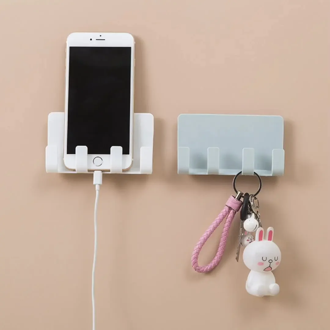 Innovative Wall-Mounted Charging Bracket: Non-Scratch Storage Hooks for Phones, Hassle-Free Plug-In, No-Drill Installation.