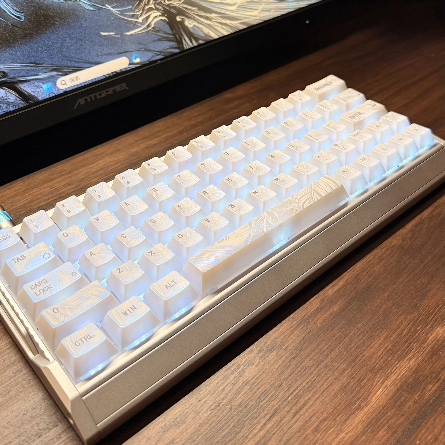 

Колпачки для механической клавиатуры Qingyu Keycap Pearl с магнитным креплением, с узором в виде перьев, оригинальный профиль, совместимы с Wooting/EV63, 129 клавиш