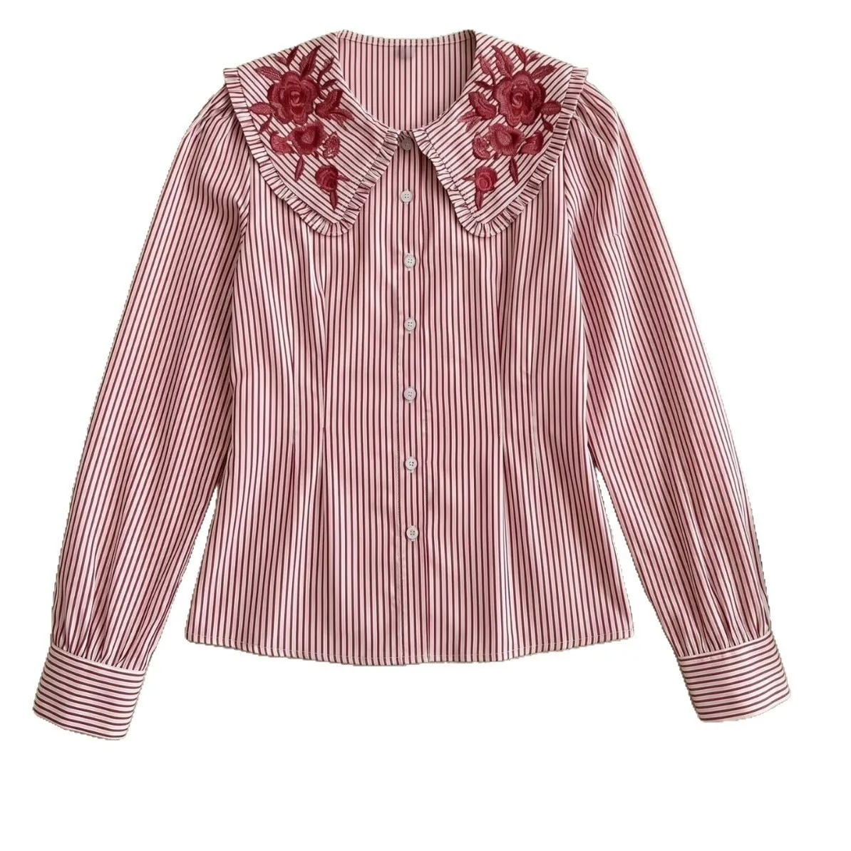 Withered 2026 New Fashionable Women's Long Sleeved Niche Western-style Age Reducing Doll Collar Shirt Woman Clothing Faldas