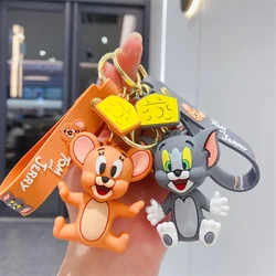 Tom and Jerry Cartoon Anime Figure PVC Doll Keychain Bag Keyring Ornament Accessories Children's Toys Birthday Gifts