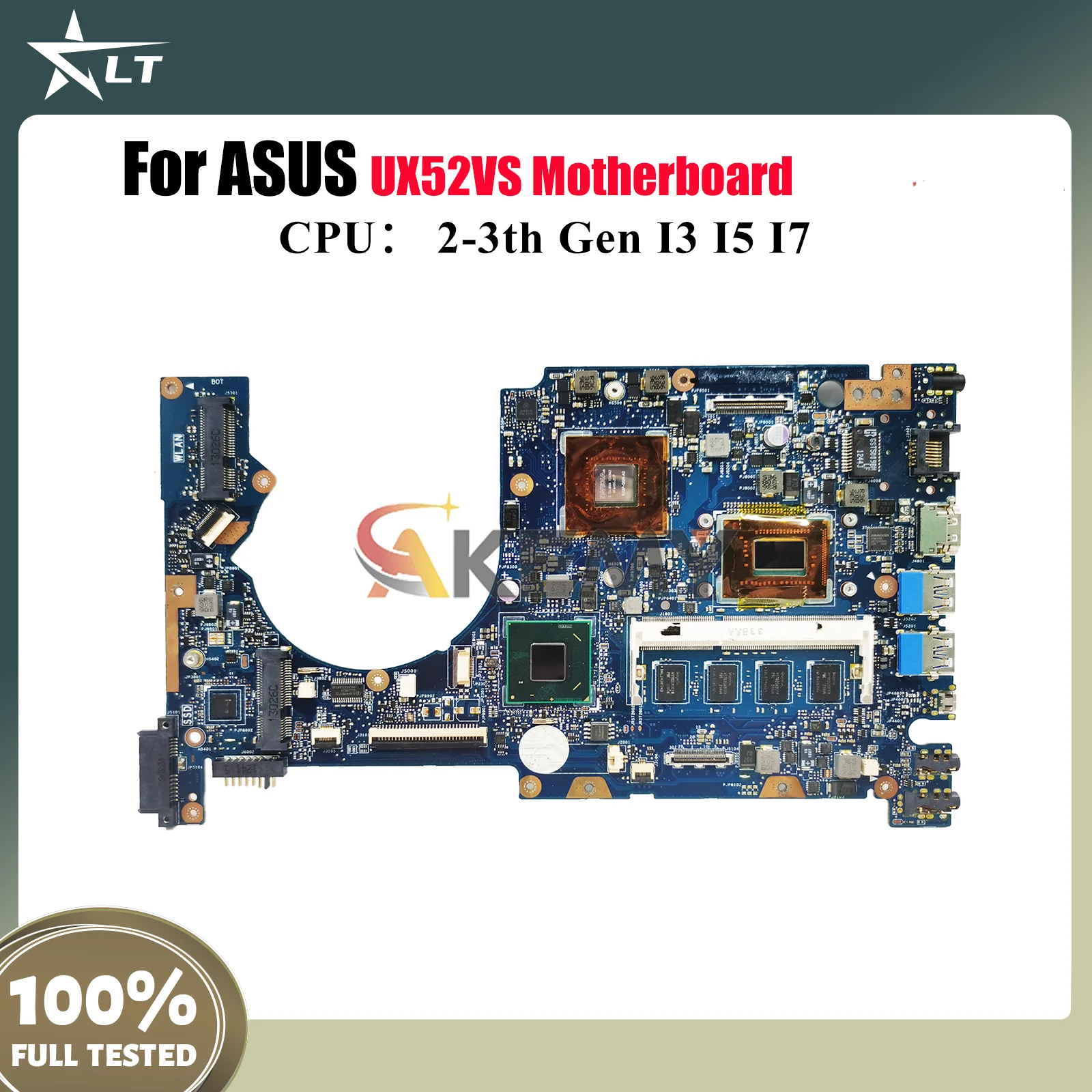 

UX52VS Laptop Motherboard For ASUS ZenBook UX52V UX52VS Notebook Mainboard With I3 I5 I7 CPU 100% tests OK fast shipping stk