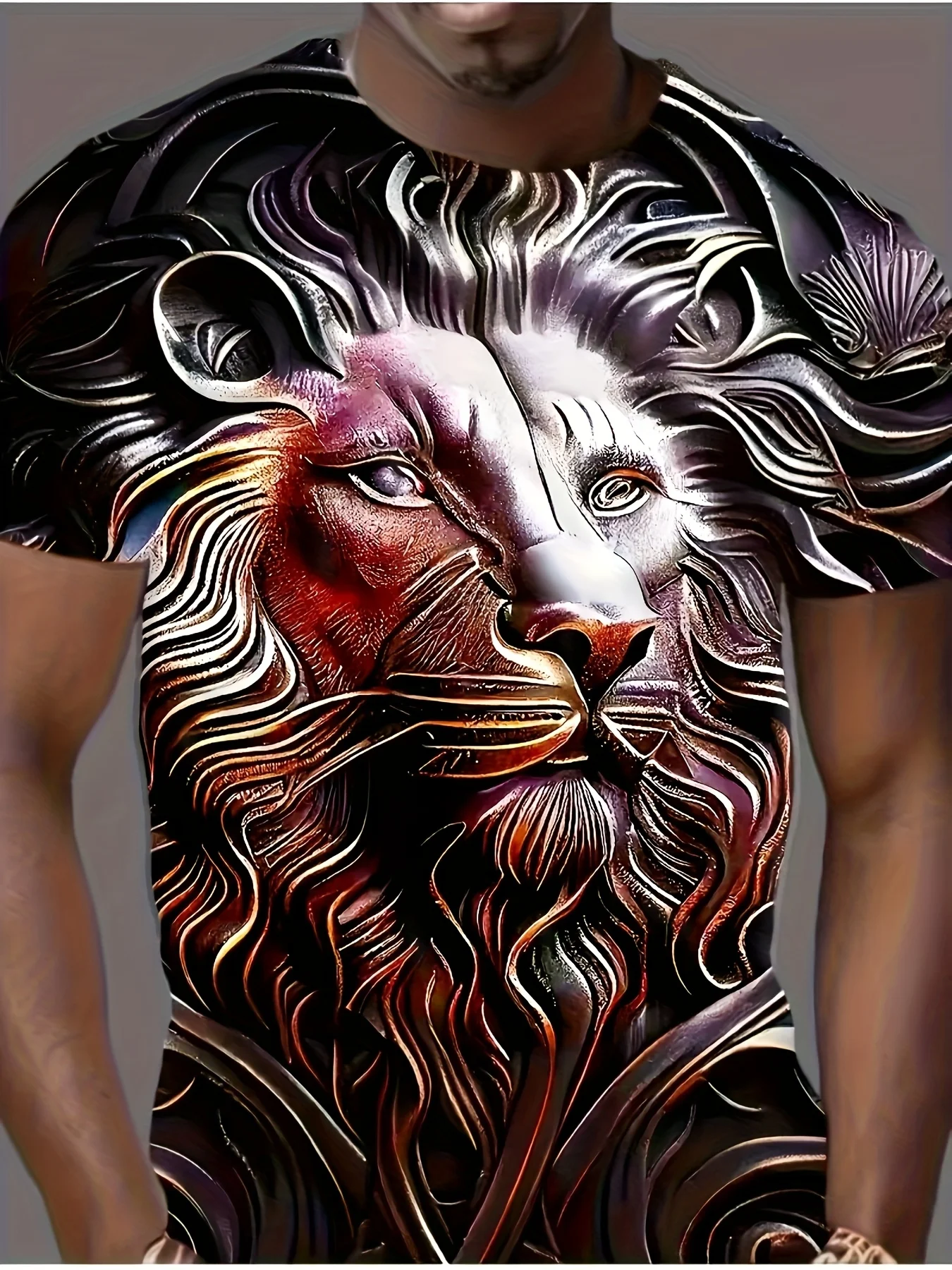 Summer European and American fashion leopard style casual men's round neck short sleeves