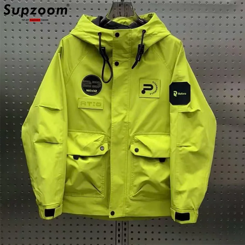 

Supzoom Новое поступление, топ, модный стиль сафари, уличный штурмовой костюм с капюшоном на молнии, тонкое повседневное трендовое пальто для пары, свободное пальто, куртка