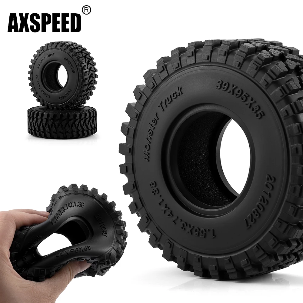 

AXSPEED 4pcs 1.55 inch Climbing Tire Rubber Wheel for 1/18 RC Crawler Car Parts