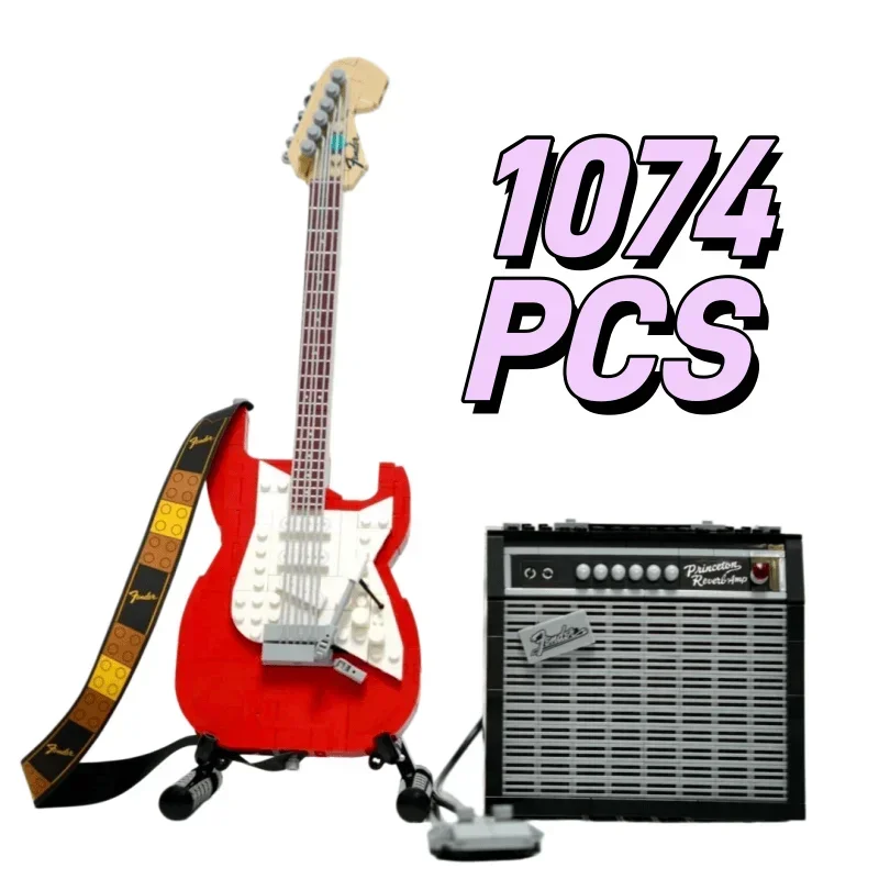 2025 Neu 1074-teiliger Kreativer Gitarren-Bausatz, Montage-Bausteine, Kreatives Lernspielzeug, Geburtstagsgeschenk – Detail 2