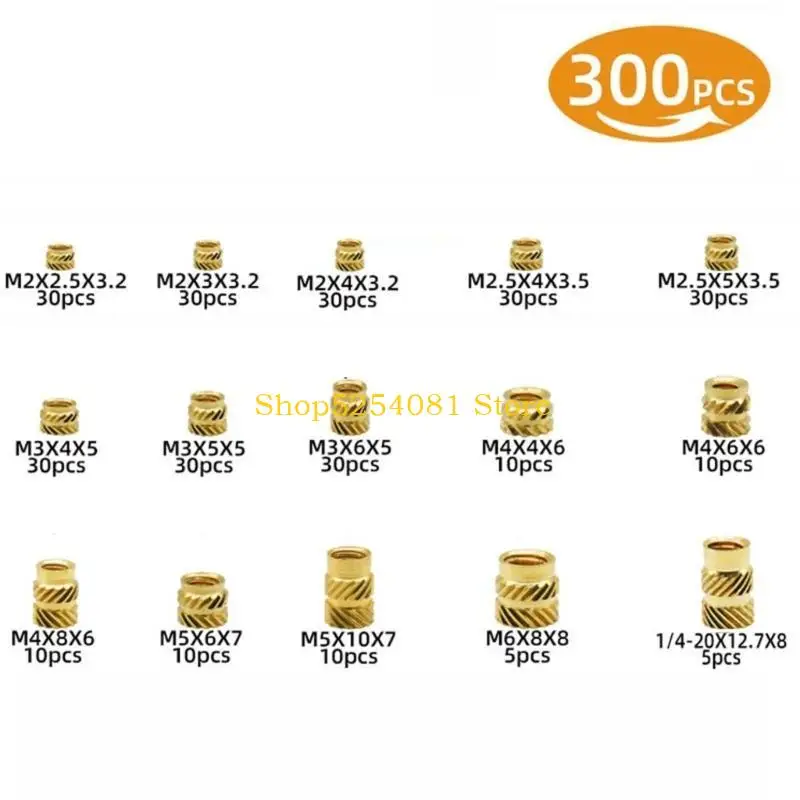 

AXYC 300 шт. гайки с накаткой с внутренней резьбой 2 5 3 4 5 6 латунная резьбовая вставка, круглая