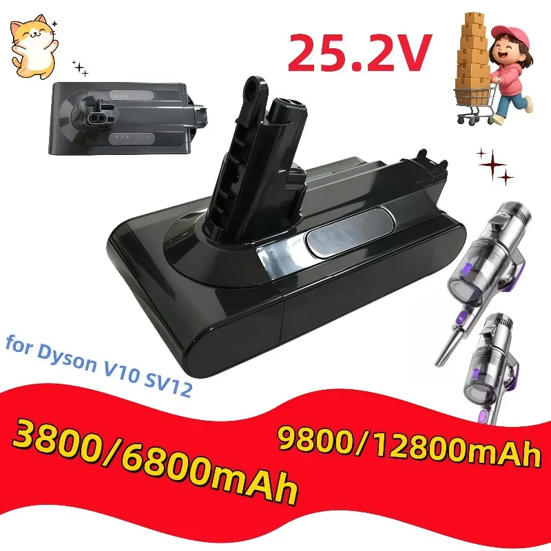 Replacement 25.2V Battery for Dyson V10 SV12, 3800mAh Rechargeable Battery Pack for V10 Fluffy Whirlwind Vacuum Cleaner