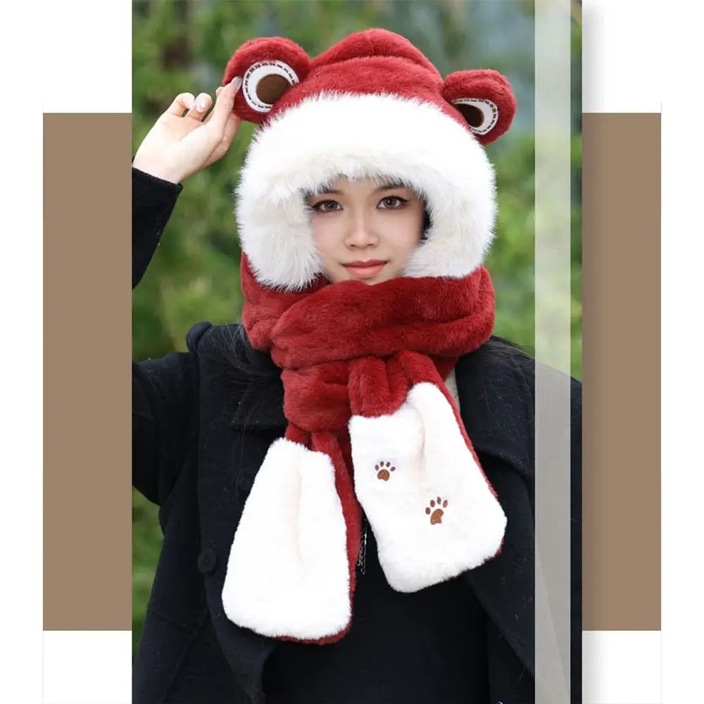 أزياء الشتاء بالاكلافا قطعة واحدة مقنعين قبعة وشاح قبعة الشتاء اكسسوارات سميكة قبعة تزلج للنساء