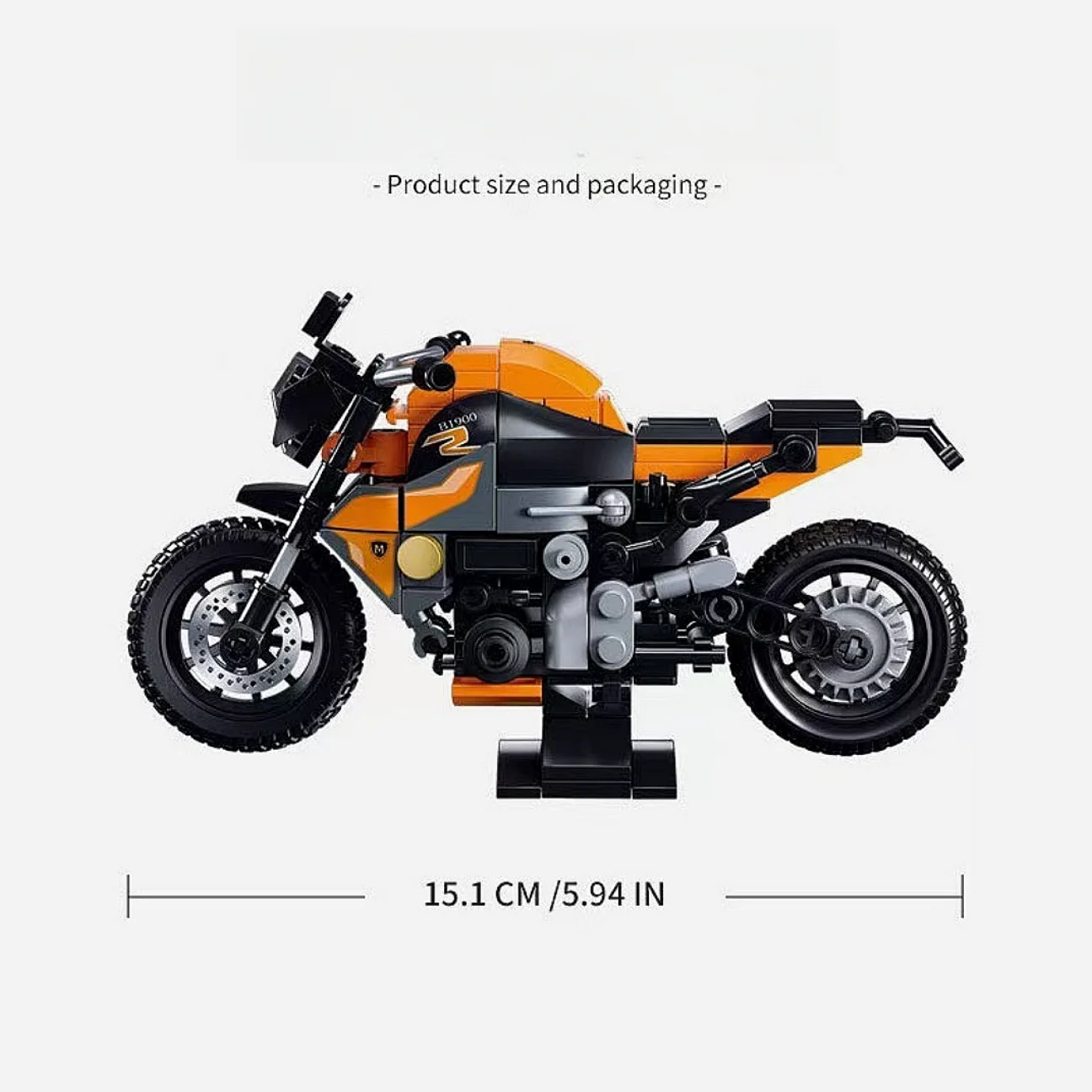 New Decade s Motorcycle Construction Orange, Small Particles, DIY, Puzzle, Suitable for Chr, 196 pieces