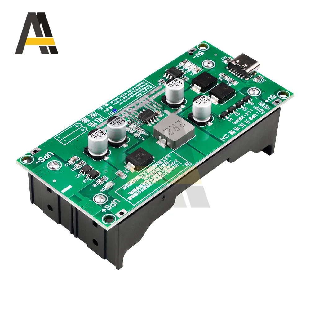 Type-C 15 واط 3A 18650 شاحن بطارية ليثيوم وحدة DC-DC تصعيد الداعم شحن سريع UPS امدادات الطاقة/محول 5 فولت 9 فولت 12 فولت