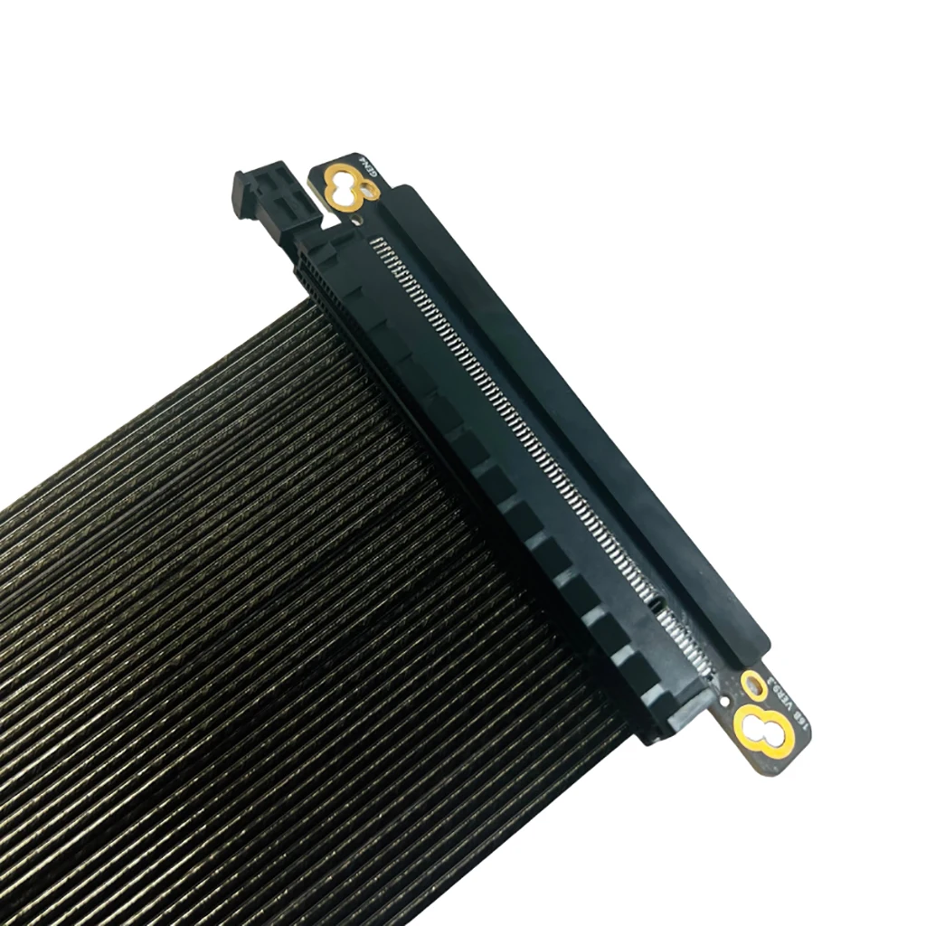 PCIe 4.0 x16 Riser-Kabel, versilbert, flexibel, doppelt umgekehrtes Verlängerungskabel, PCI-E Gen4, für ITX-Gehäuse, Grafikkarte – Detail 5