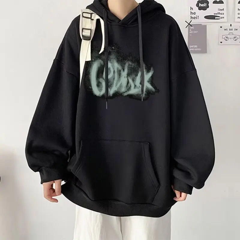 

American Style Autumn Man's Jackets Korean Style Retro Letter Winter Men's Hooded Weatshirt All-match Loose Sweatshirt for Man