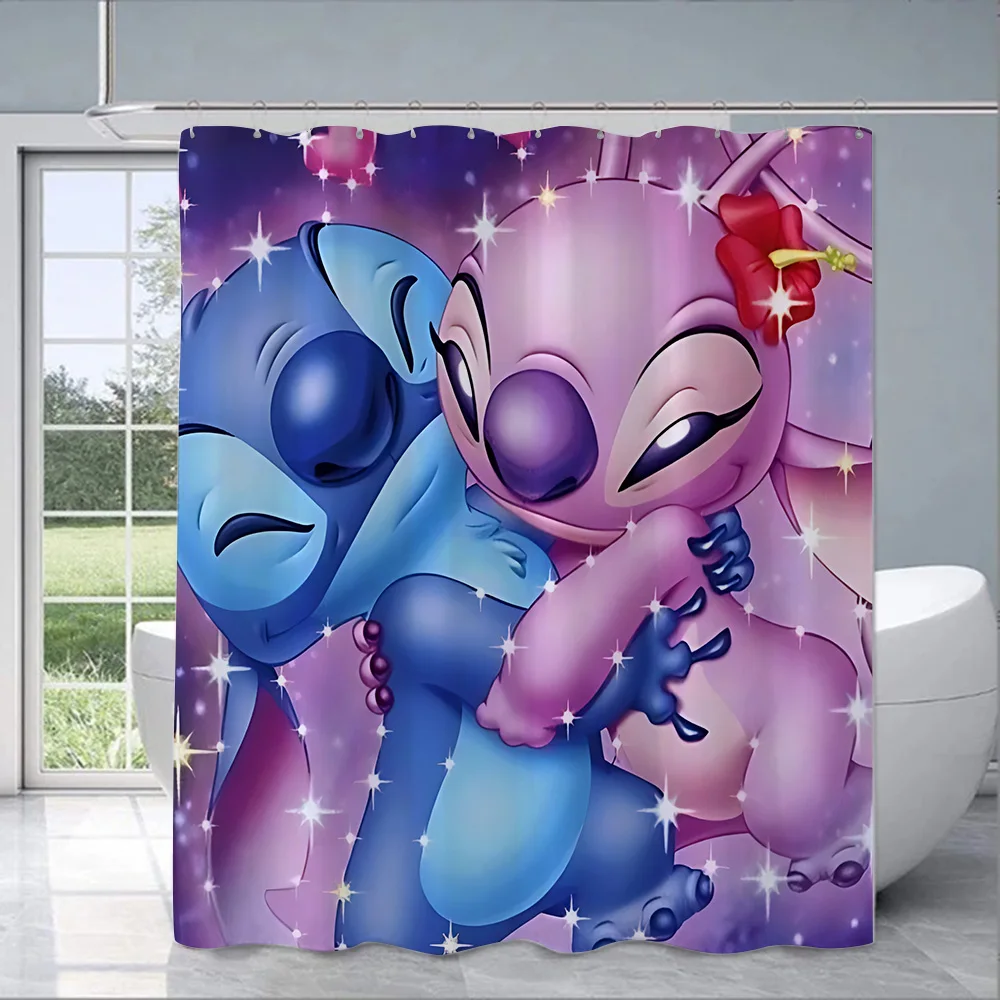 Cartoon S-Stitch Shower Curtain Waterproof Polyester Fabric Paint Colorful Bath Curtains Home Bathroom Decor Curtain With Hook