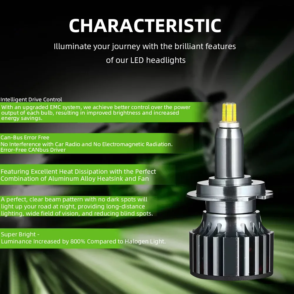 Zdatt 360 H7 LED المصباح الأمامي Canbus H4 H1 H11 H8 9005 HB3 9006 HB4 100W 3D CSP مصابيح الضباب الأوتوماتيكية للعدسة 12 فولت 24 فولت 6000 كيلو h7led #5