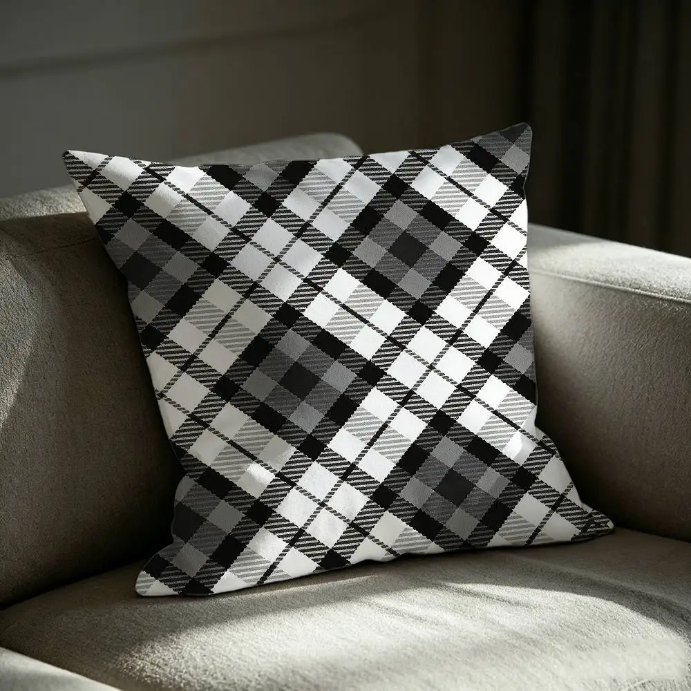 Luxury Nova Check HD-Printed Square Sofa Pillow Cover Solid Color Living Room Home Decor Cushion Case
