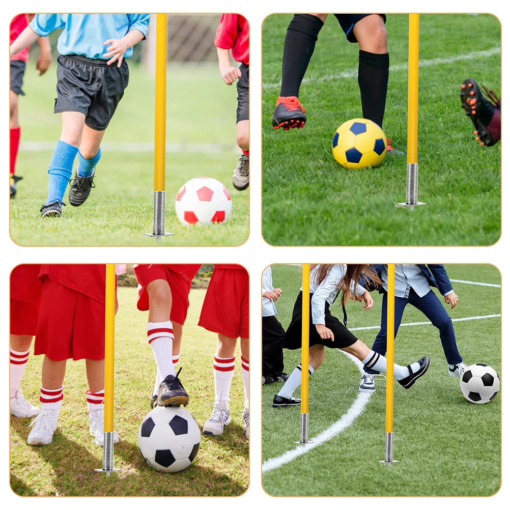 4 Pcs Spring Floor Nails Soccer Spring-mounted Spike Corner Flag Flagpole Base Iron Ground Football Fixing Stake Training