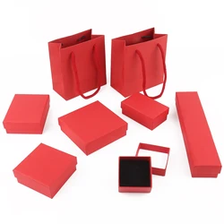 1pcs Red Trendy Valentine's Day Gift Box Kraft Paper Display Couple Gift Box Ring for Earring Necklace Bracelet Accessories