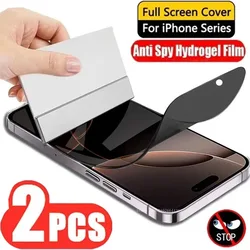 2PCS Privacy Screen Protector For iPhone 16 15 14 13 12 11 Pro Max Mini Hydrogel Film For iPhone 16 15 14 7 8 Plus XS XR Film