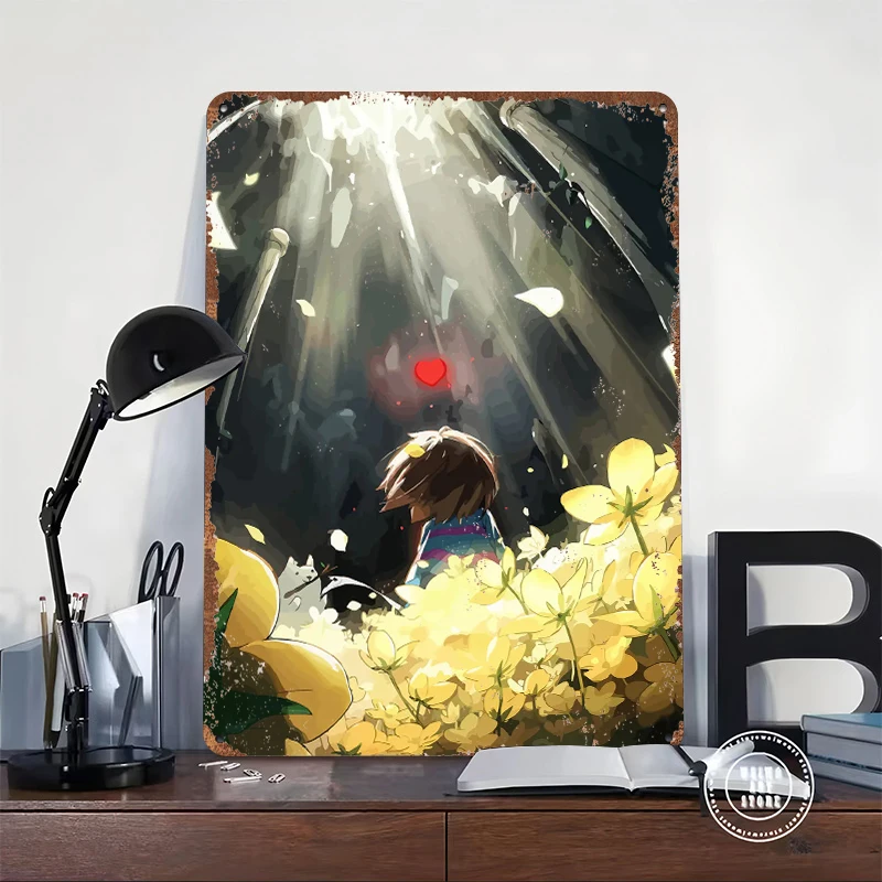 Undertale Frisk Tin Poster Customized Wall Art Retro Vintage Metal Signs for Fans Room Gaming Decoration Garage Bar Accessories